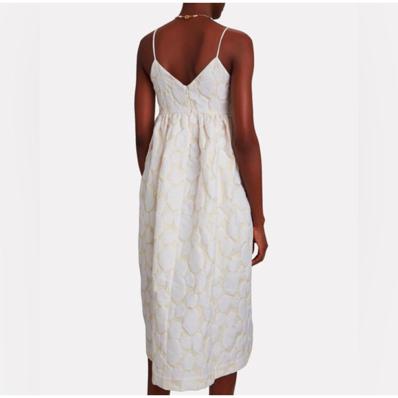 Samsoe Samsoe Warm White Grant Jacquard-Woven Sleeveless Midi Dress, size M - Picture 2 of 12